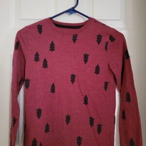 Cat & Jack Boys Long Sleeve Shirt Red Black Tree Print Size M (8/10)